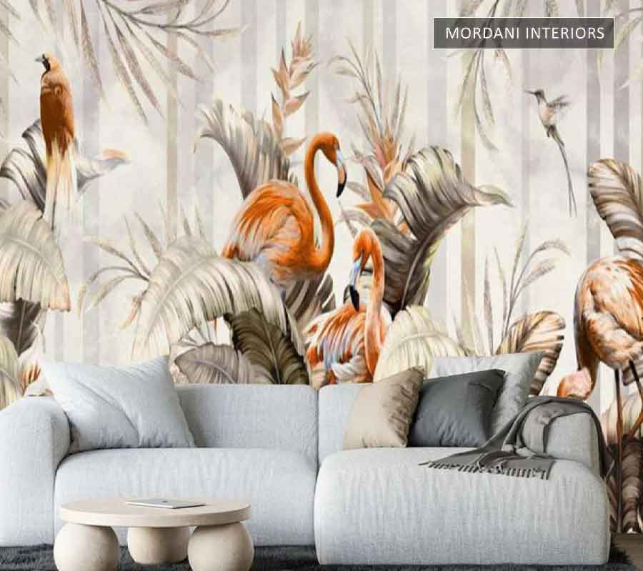 ORANGE FLAMINGOS TROPICAL WALL MURALS _ I